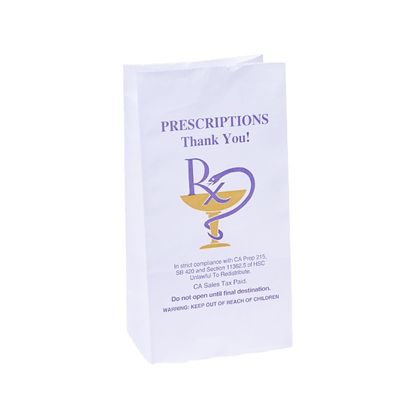 qualidade  Food Grade BIODEGRADABLE Customized Logo Printed RX Prescription Medicine Water Resistant Paper Bag For Pharmacy fábrica