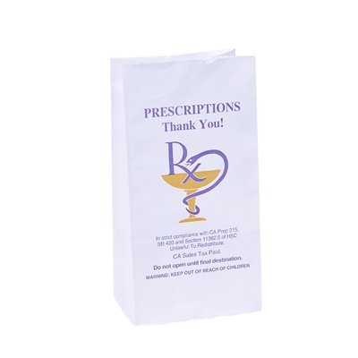 Food Grade BIODEGRADABLE Customized Logo Printed RX Prescription Medicine Water Resistant Paper Bag For Pharmacy